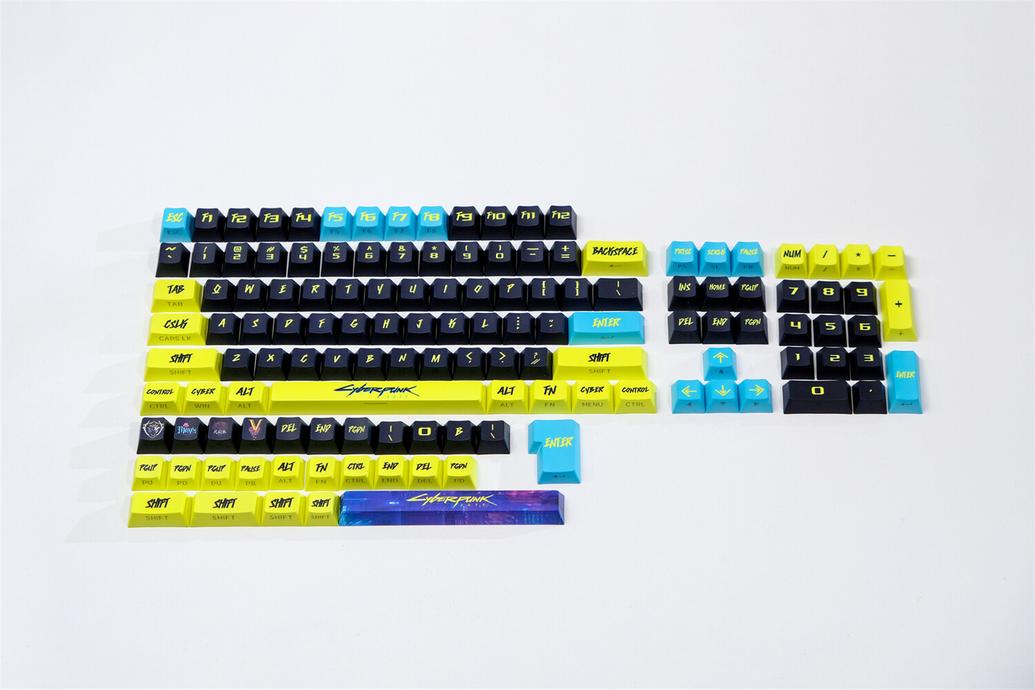 PBT Cyberpunk Theme Keyboard Keycaps Cherry Profile Set For MX 