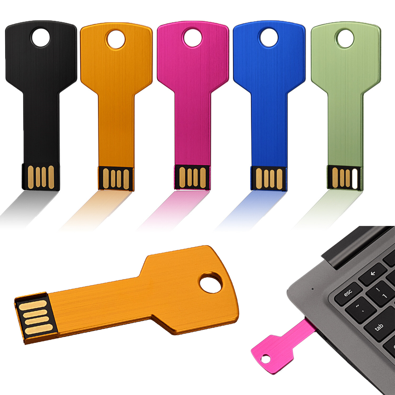16G 32G 64G Metal Key Memory Stick USB 2.0 Flash Drive Thumb Pendrive Jump Drive