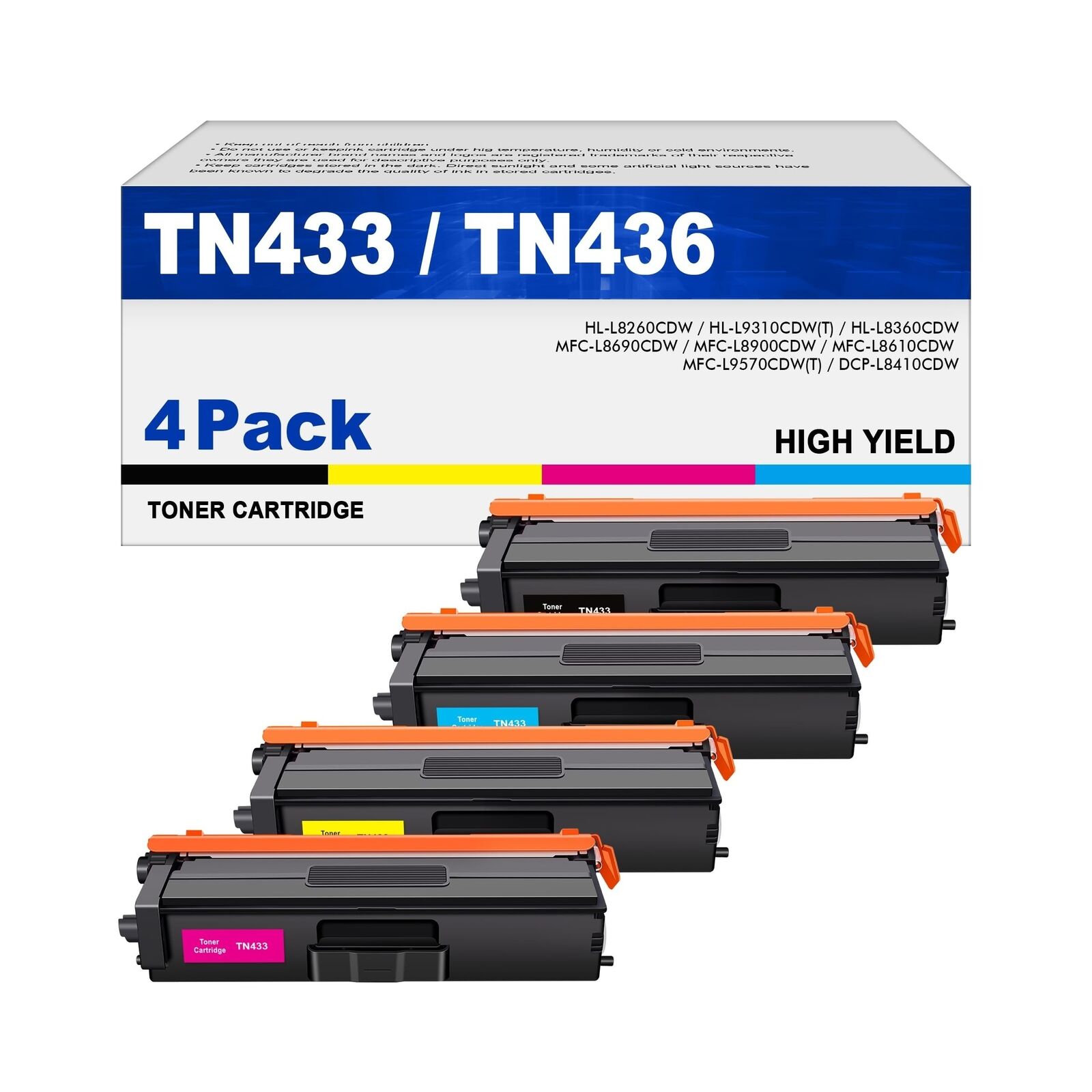 TN433 Toner Cartridges set TN436- Standard Yield 4 Pack TN433 TN436 TN431 TN4...