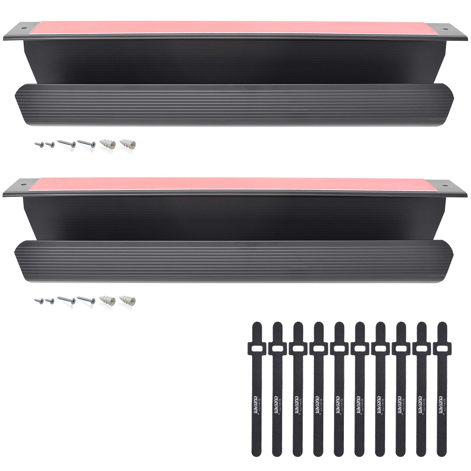 2 PCS Cable Management Tray UnderDesk OnWall 17x4x2.4" 10 Cable Ties