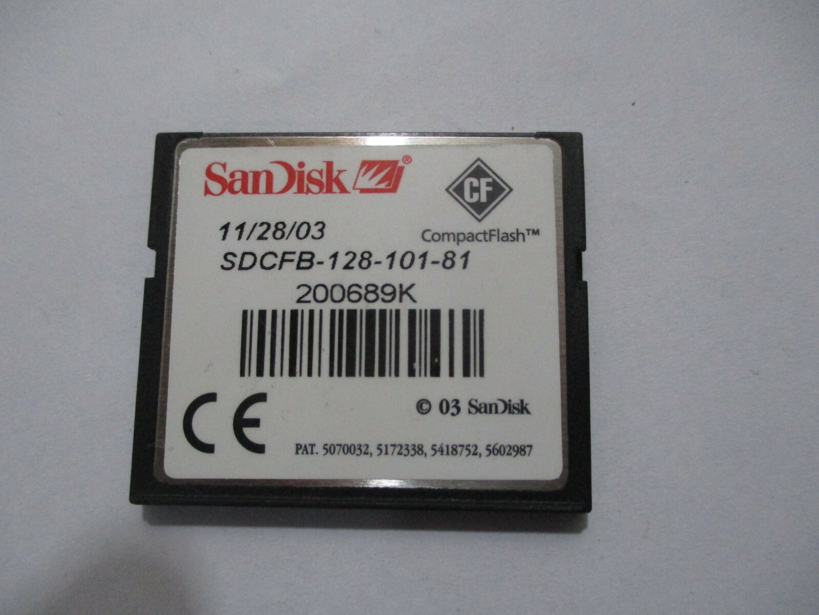 SanDisk SDCFB-128-101-81 128MB CompactFlash Card Industrial Grade