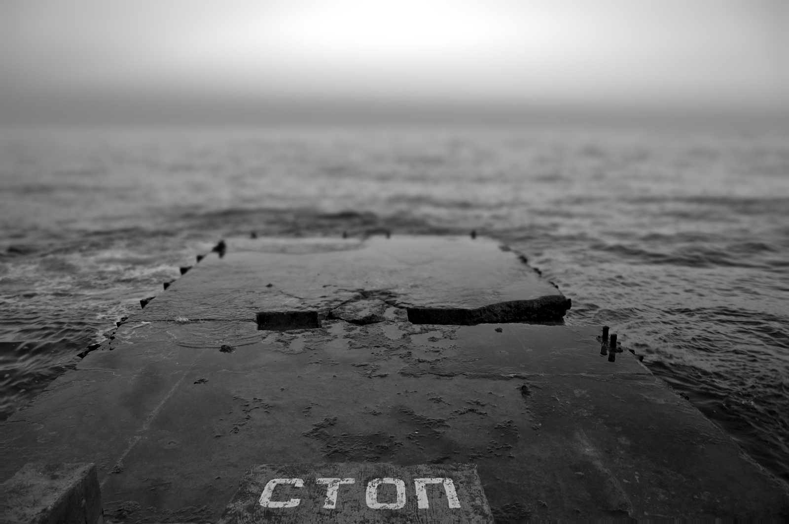 Landscape nature cyrillic monochrome water pier wet Custom Gaming Mat Desk
