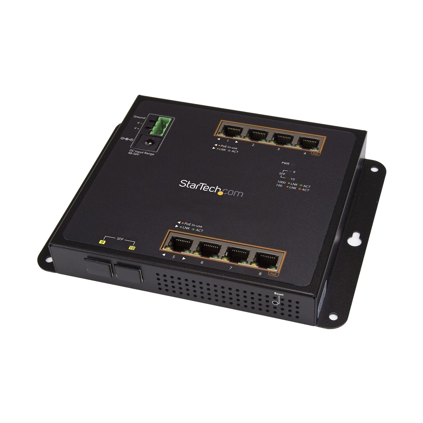 StarTech.com Industrial 8 Port Gigabit PoE+ Switch w/2 SFP MSA Slots - 30W - ...