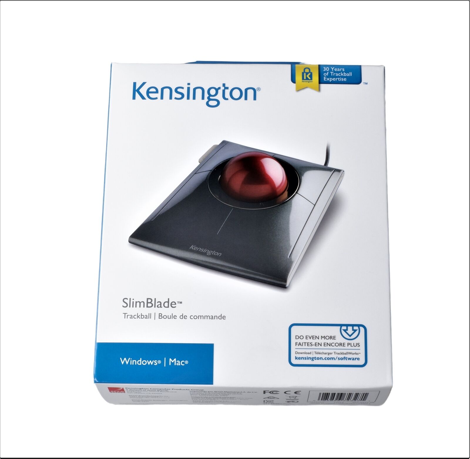 Kensington SlimBlade Wired Mouse with 4 Buttons, 55mm Trackball, & Plug and Play