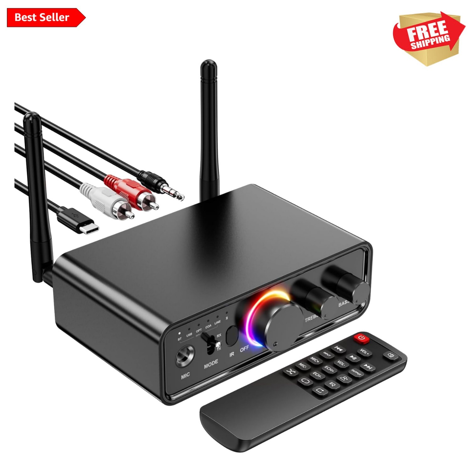 Upgraded M18 Bluetooth 5.3 Audio Receiver Transmitter for Home Stereo TV, HiF...
