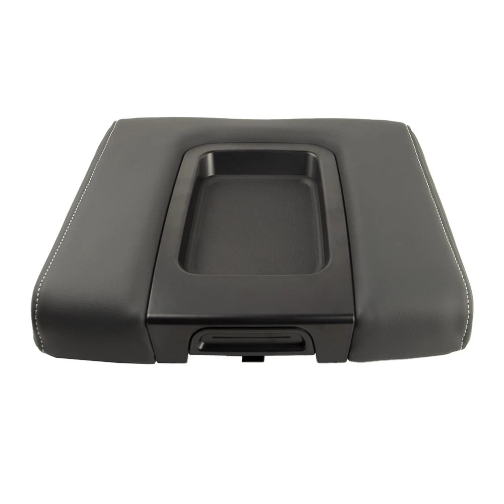 Front Seat Center Console Armrest Lid Cover with Mat, black 