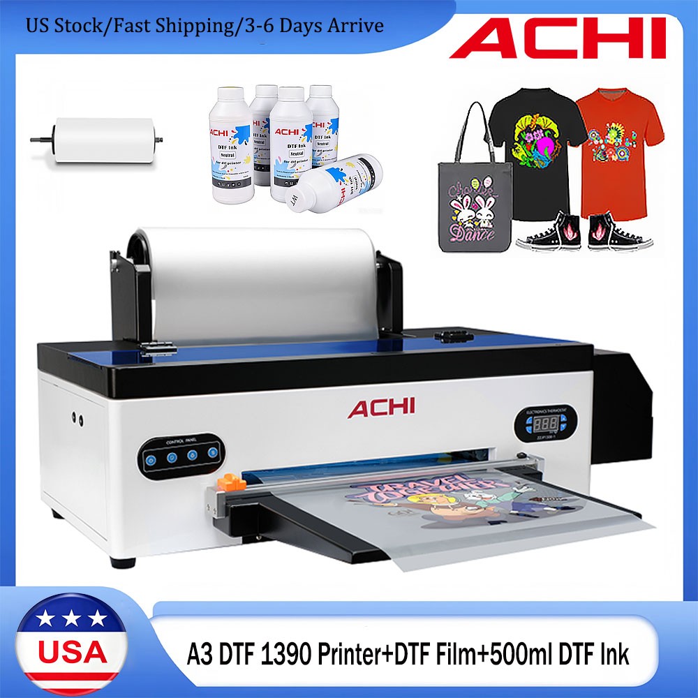 ACHI A3 1390 DTF Printer for Businesses,DIY Design,Clothing,Shoes,Hats,Bags US