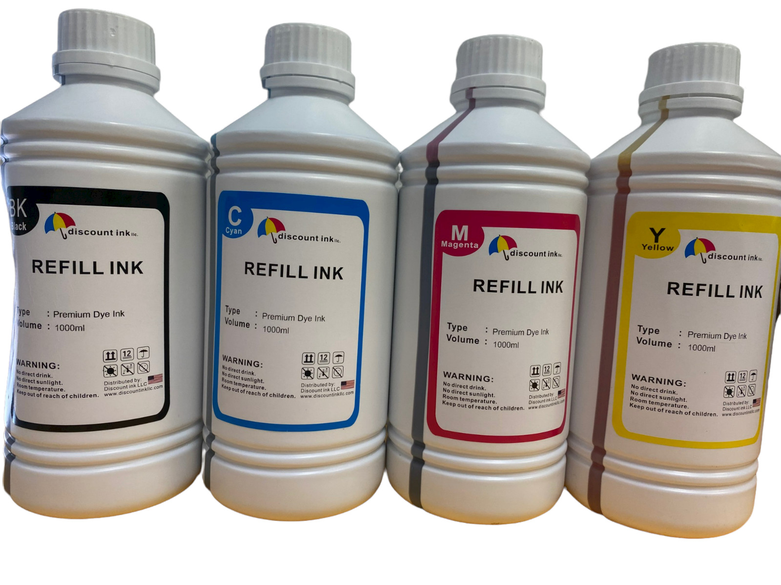 4X1000ml Refill ink for Refillable Cartridges CIS CISS Bk Y M C