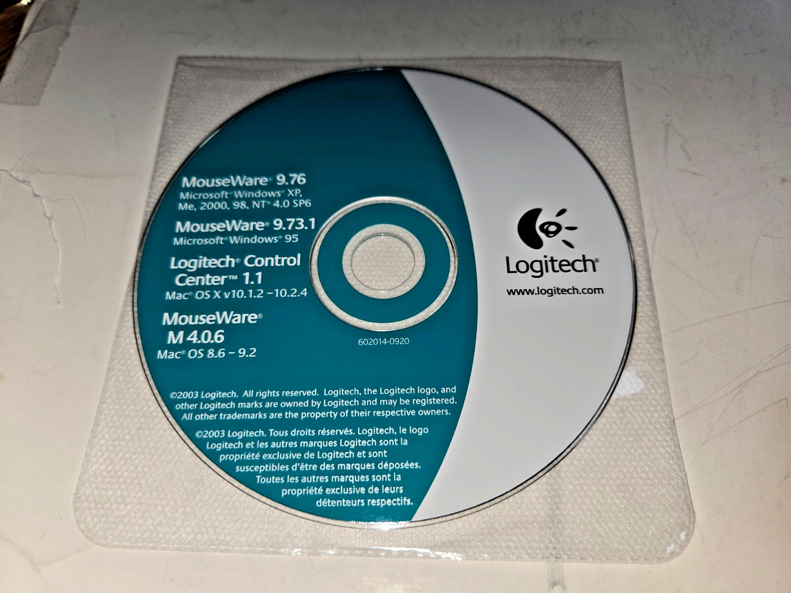 Logitech MouseWare 9.76 Installation CD Original Driver Software Disc