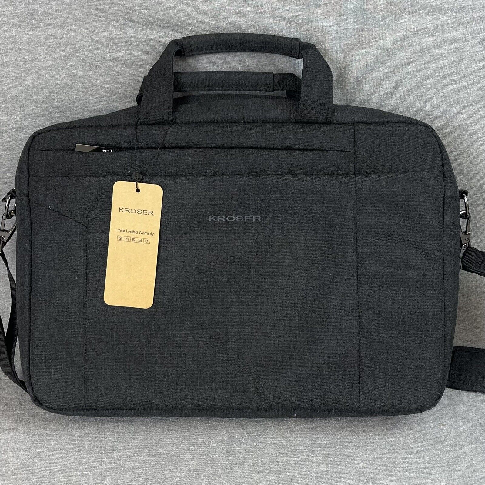 KROSER Laptop Bag 15 Inch Briefcase Shoulder Bag Water Repellent Dark Gray NEW