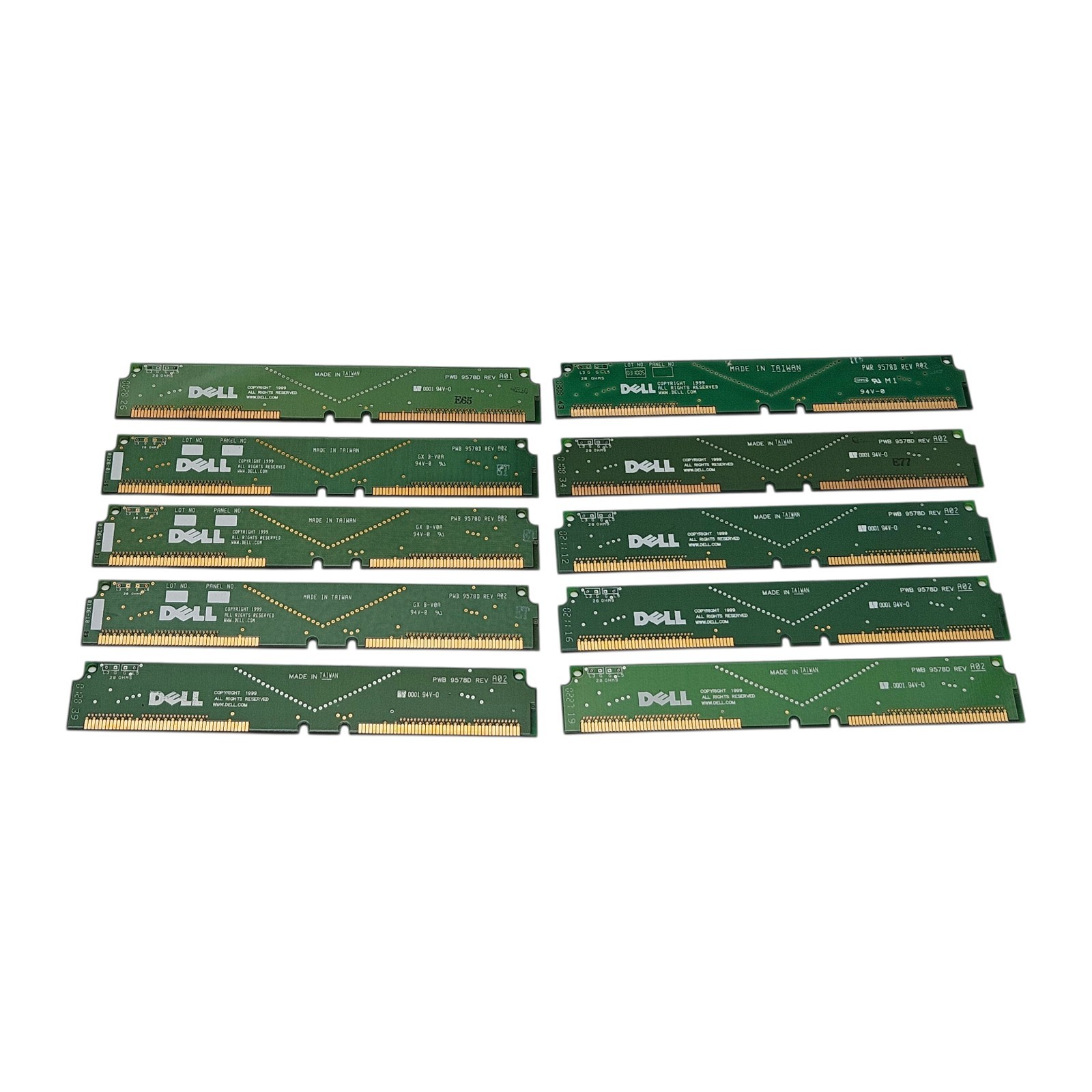 Dell Rambus Blank Terminator Cards 184-Pin RIMM Continuity Modules Lot of 10