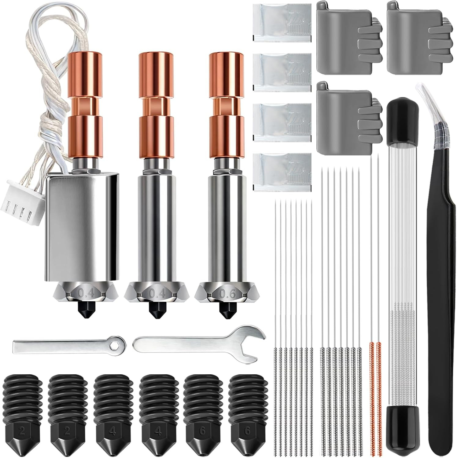 48Pcs Kobra 3 Max Hotend Kit, Including 0.4MM 0.6MM Integrated Hardened Steel No