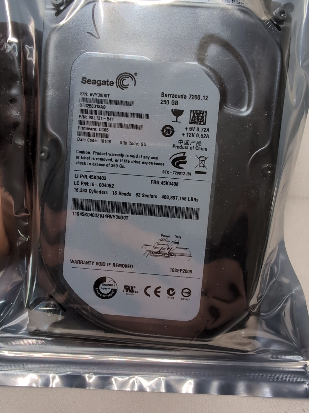 HDD Seagate barracuda 7200.12 250gb ST3250318AS 100535704 Rev B CC65 3.5 SATA