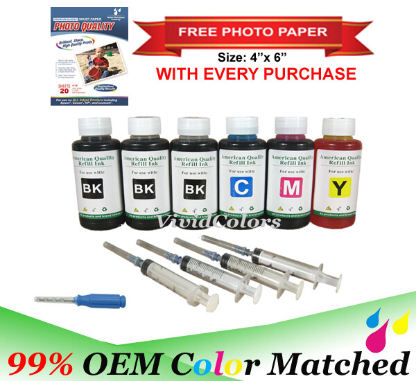 4-Color Bulk Ink Refill Kit for Canon Inkjet Printer Cartridges 600 ml Total