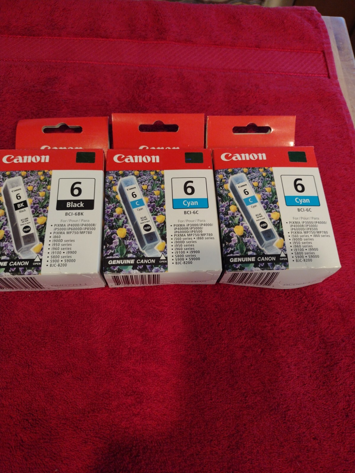 Genuine Canon Printer Lot of 3 Color Multi-Pack Black Color Ink CartridgesBCI-6