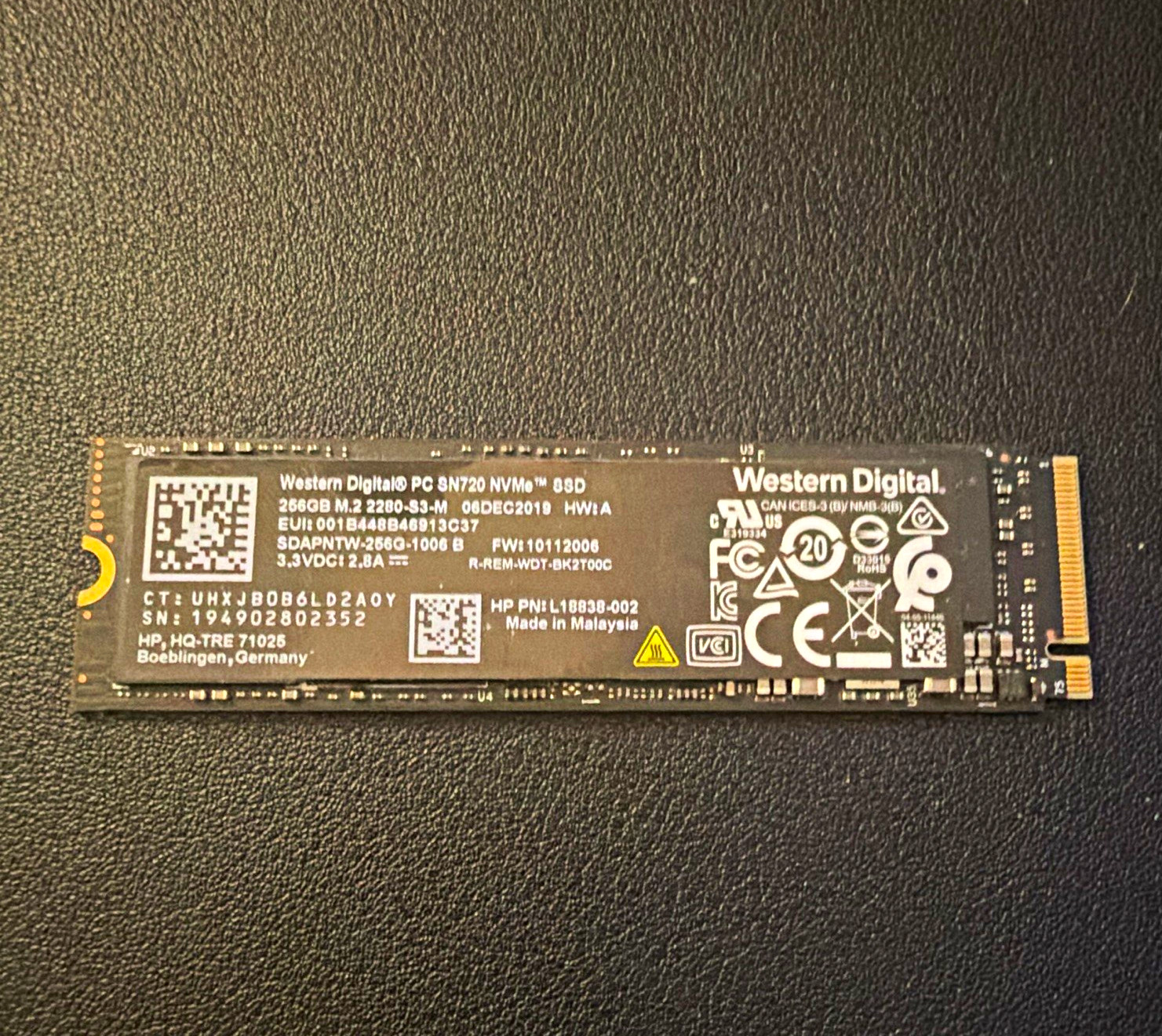 WD PC SN720 256GB M.2 NVMe SSD SDAPNTW-256G-1006 96% Health