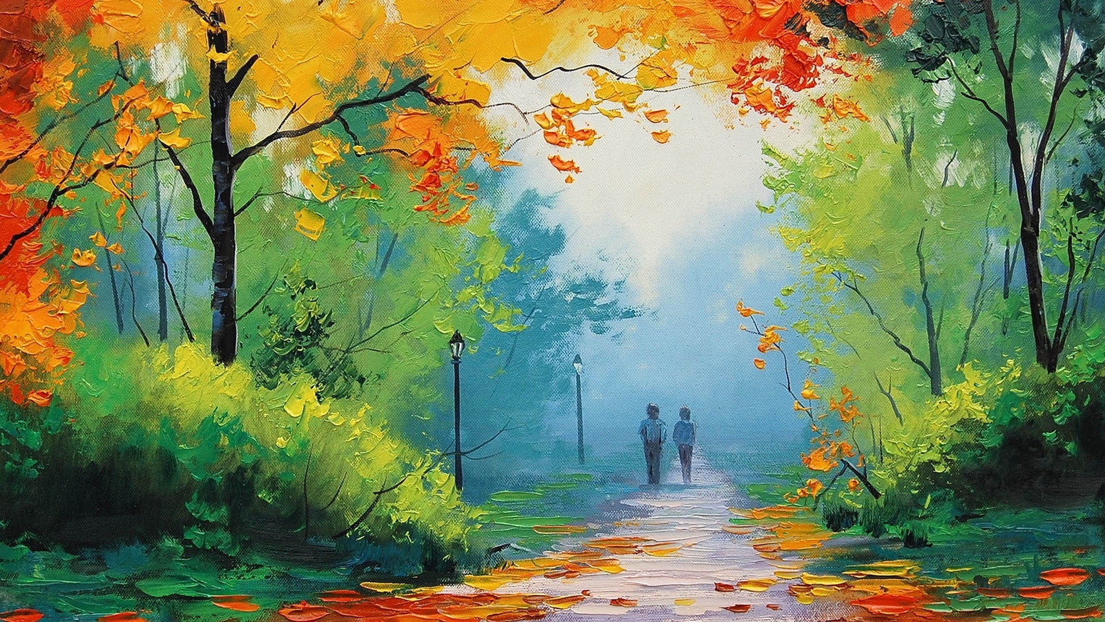 Landscape nature graham gercken painting fall path park Custom Gaming Mat Desk