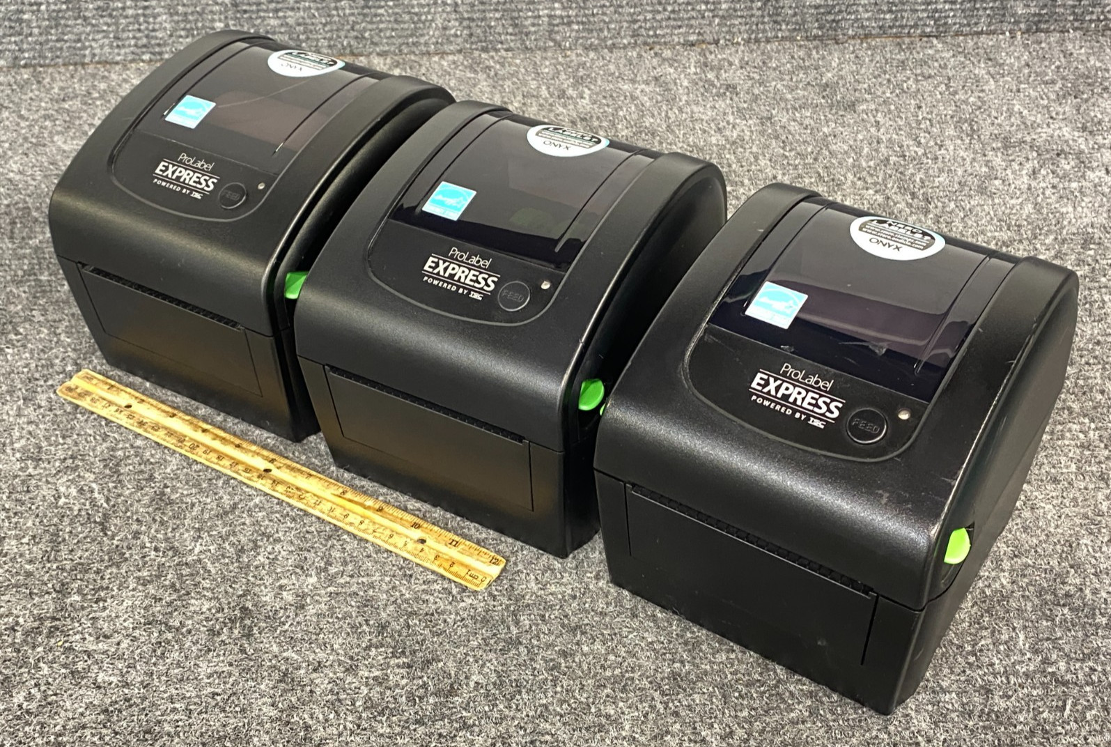 Lot of 3 TSC ProLabel Express DA210 Label Printers w/2 Label Rolls (Units Only)