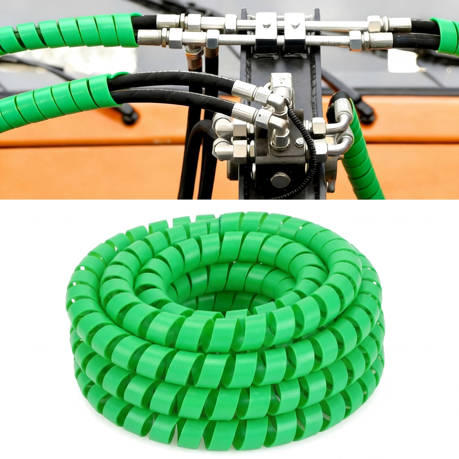 Pangda 25Ft Hydraulic Hose Protector 1/2 Inch Spiral Hose Wrap Cover Green