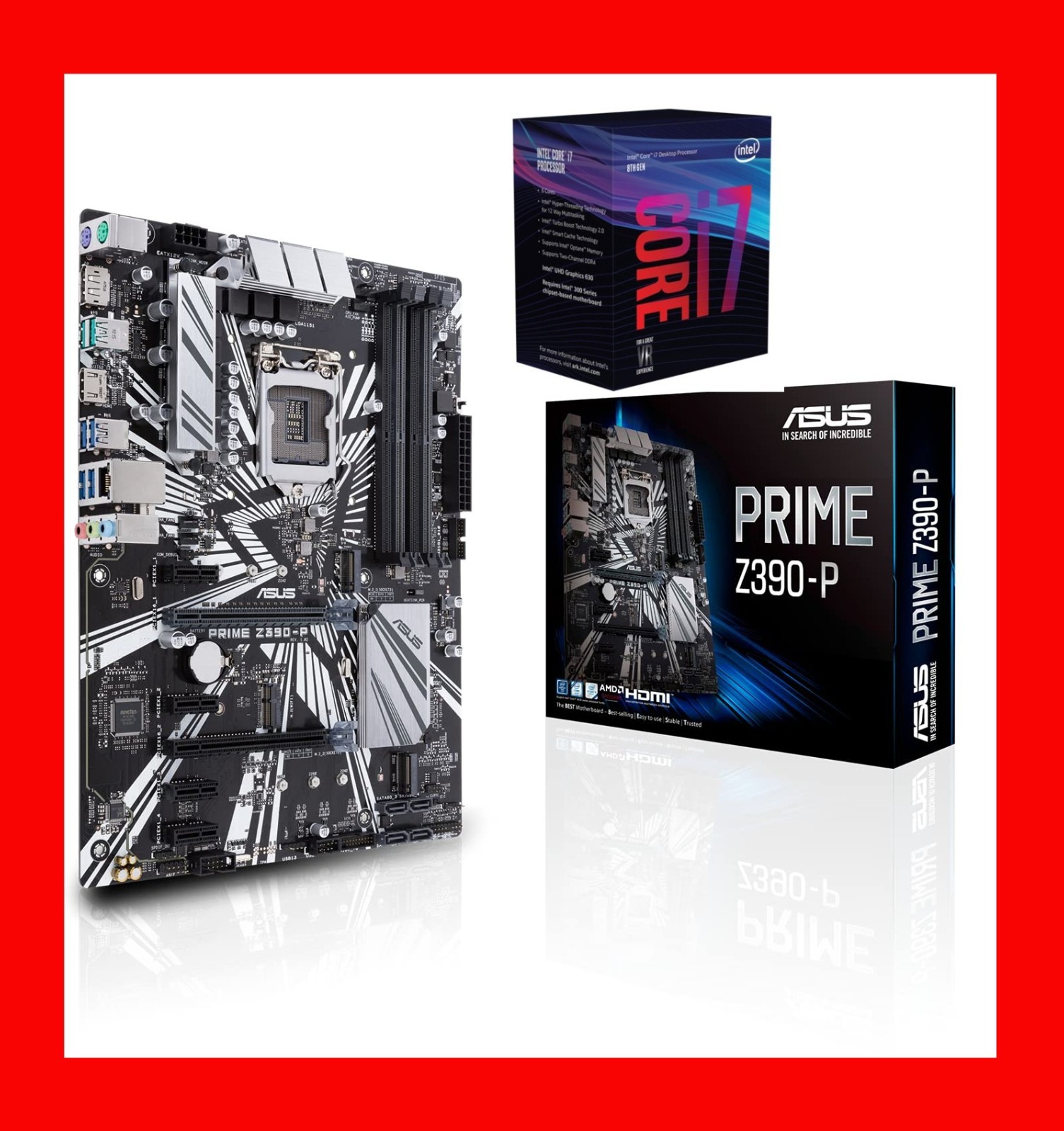 ASUS ‎Prime Z390-P LGA 1151, Intel i7-8700, Crucial 32GB RAM, Shield