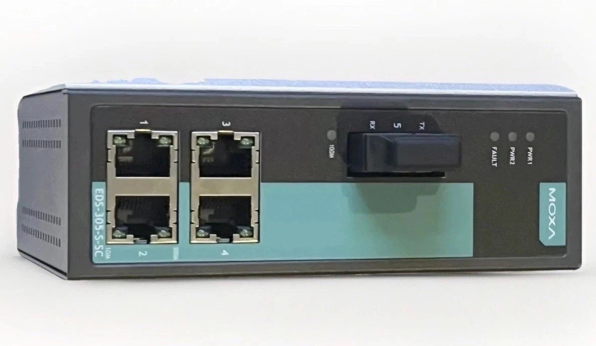 MOXA EDS-305-S-SC Single Mode SC 4 10/100BaseT(X) Ports, 1 100BaseFX Port