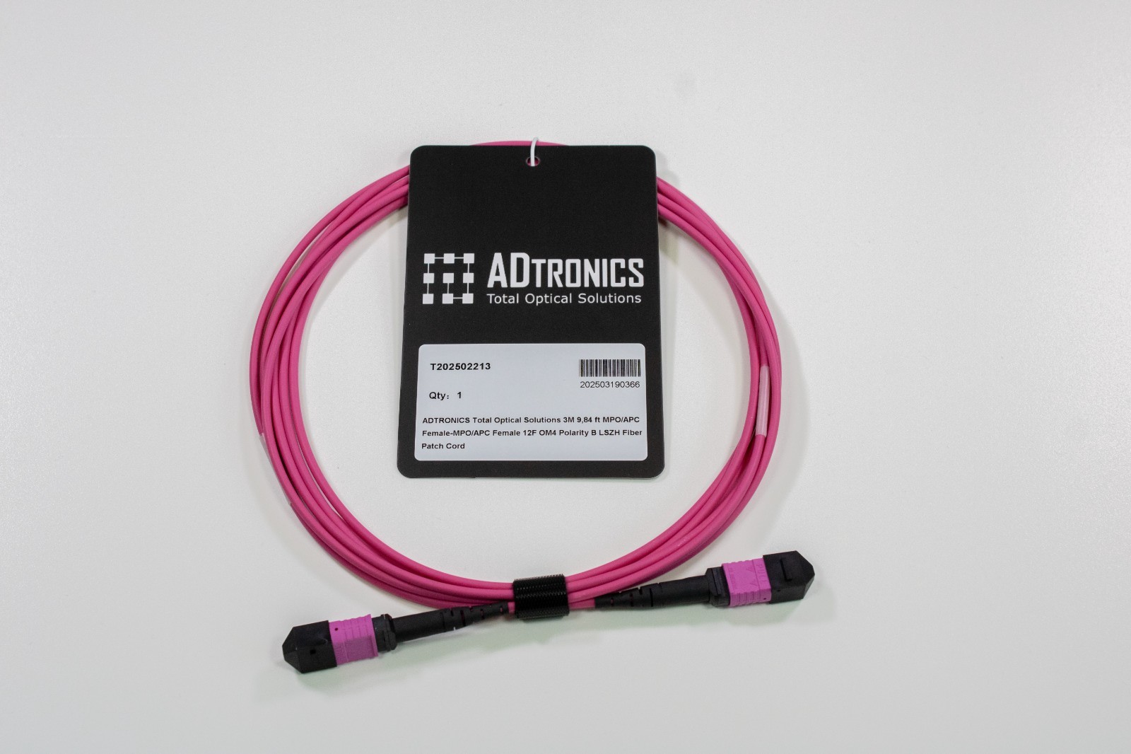 MPO APC OM4 Fiber Cable 3M 12F Type B Female-Female 40G/100G LSZH
