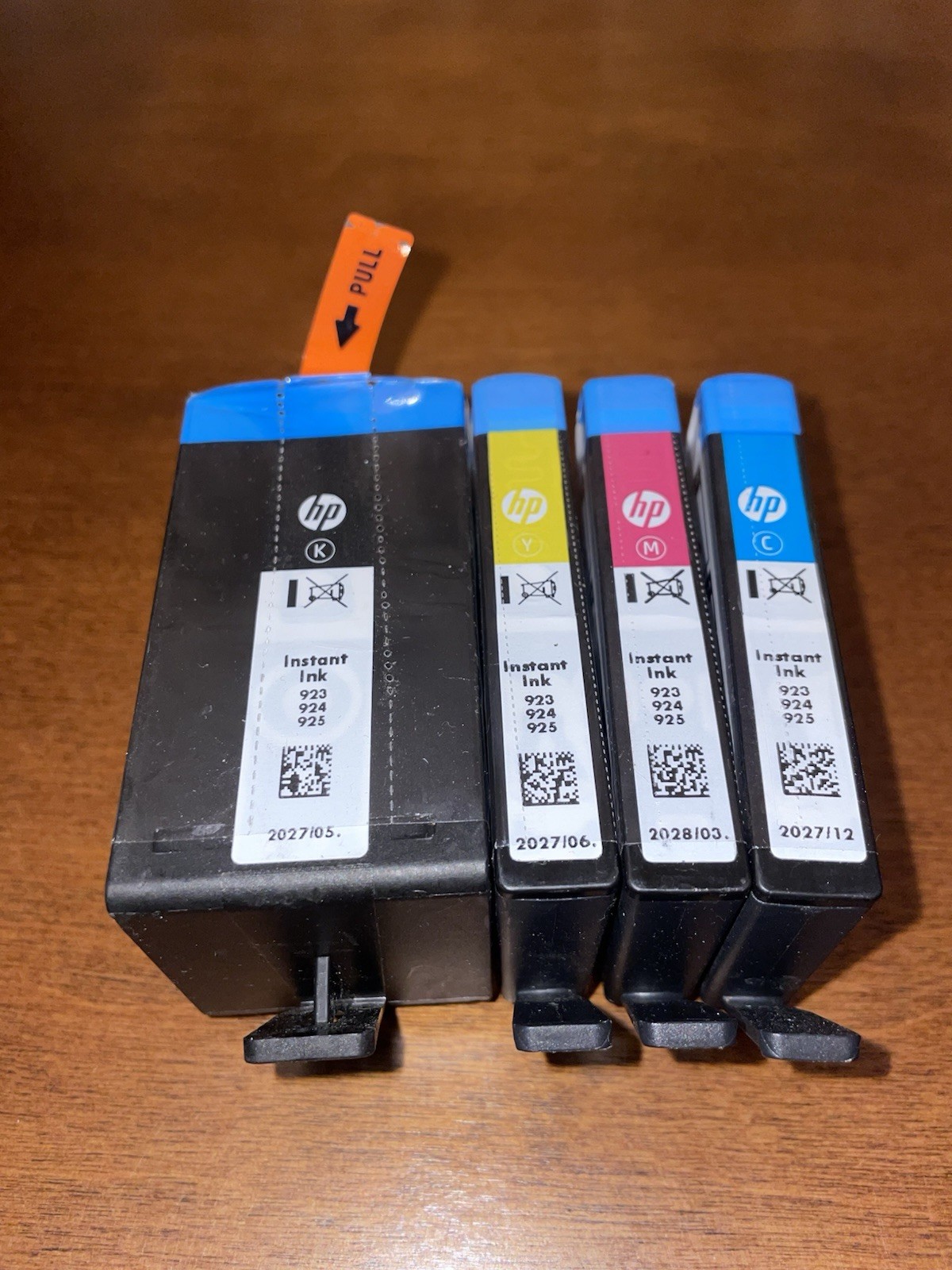 New HP 923/924/925 Ink Black Cyan Yellow Blue 4 Cartridges New No Box 2027