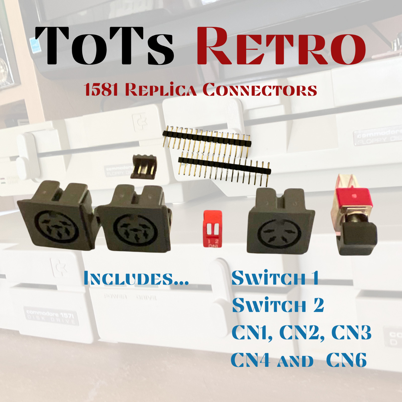 Commodore 1581 Replica Connector Kit w/ Power switch
