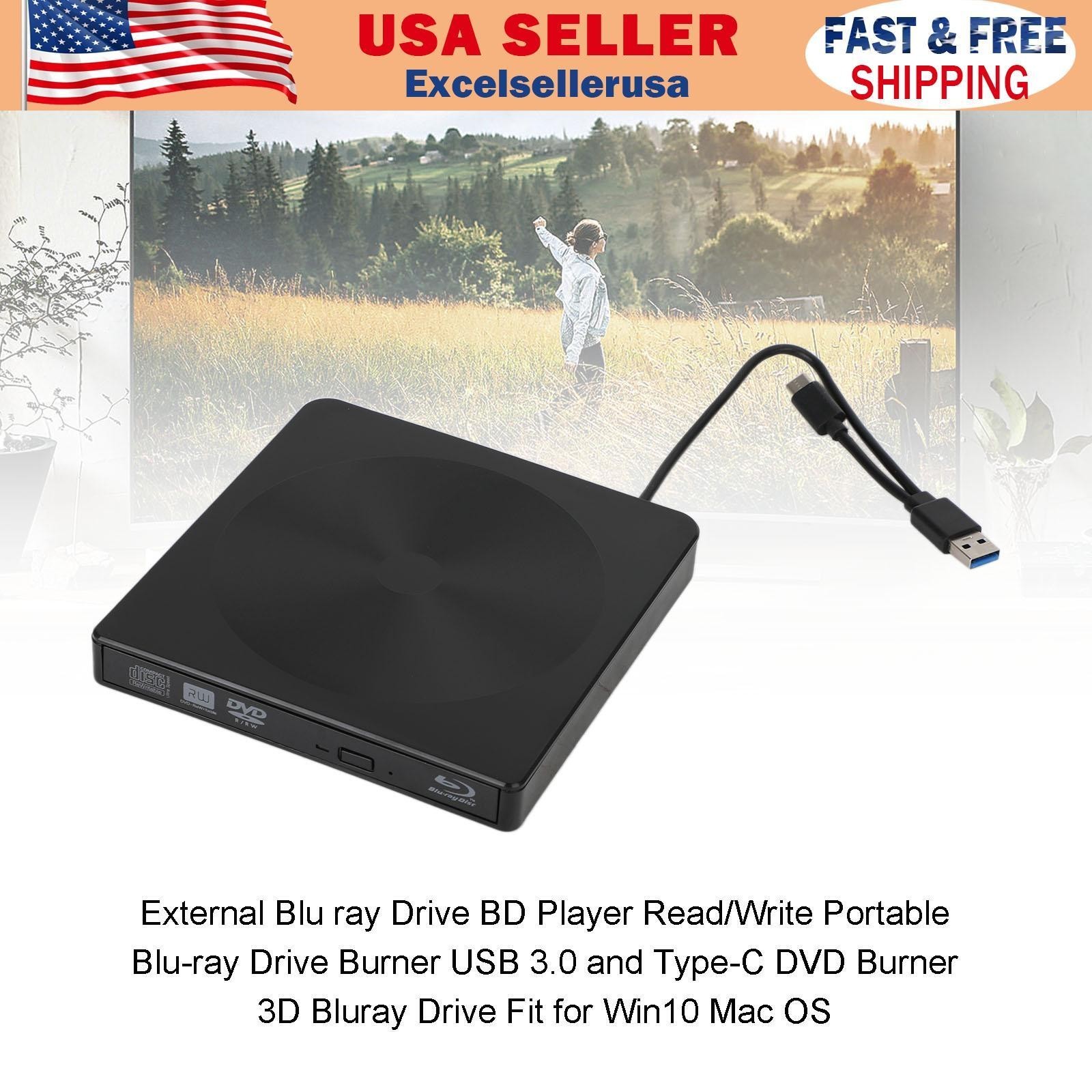 4K USB 3.0 External DVD Drive BD Player Read/Write 2IN1 Portable Burner US *