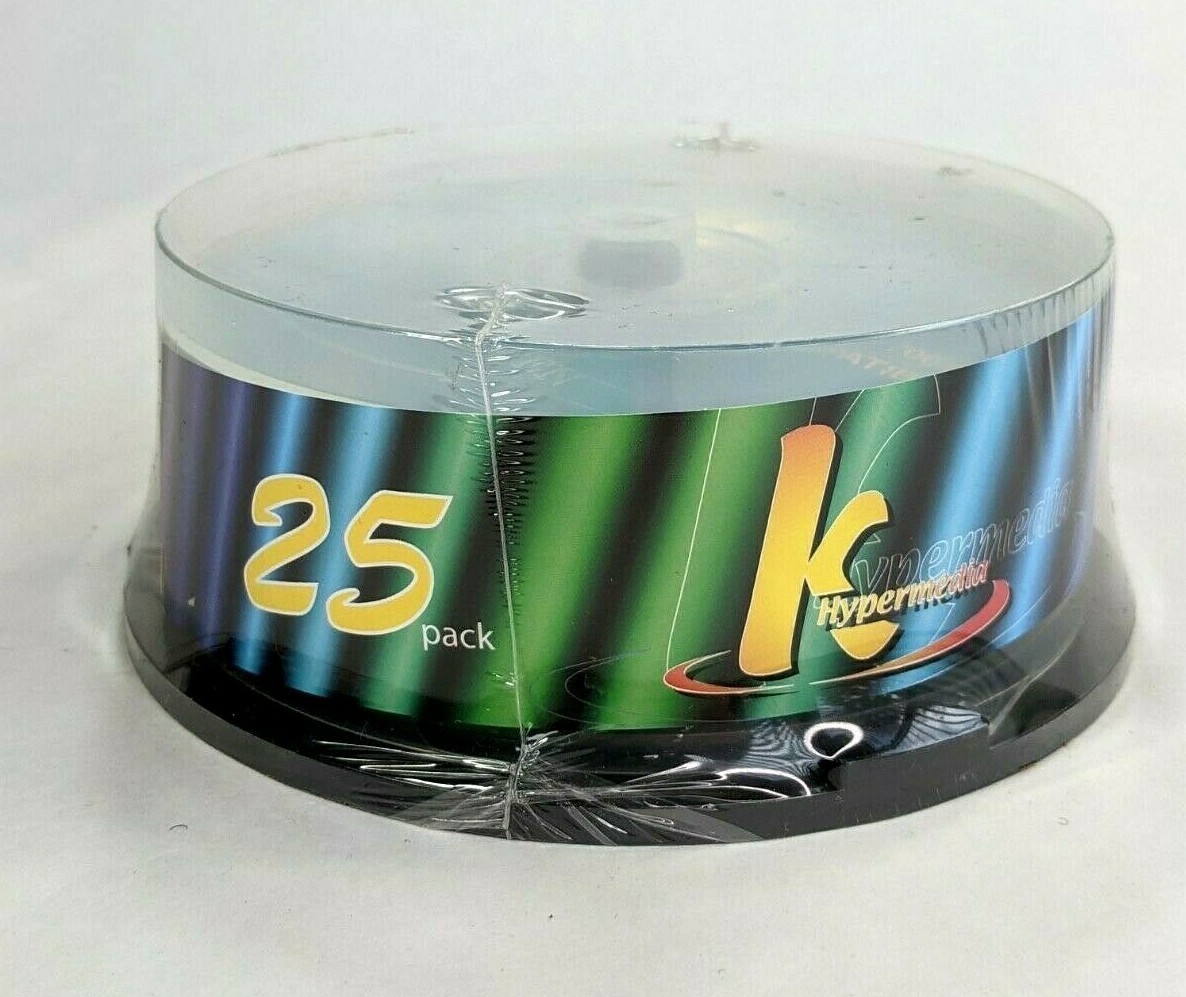 K Hypermedia CD-R 25 Pack Recordable 80Min 700MB 48X, 5 Neon Colors Sealed
