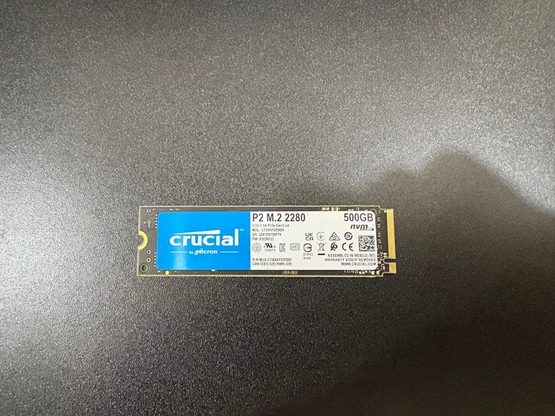 Crucial P2 500GB M.2 2280 NVMe PCIe Gen3 x4 SSD Solid State Drive