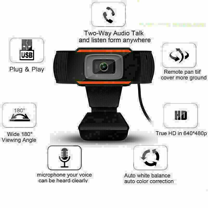 USB 2.0 HD Webcam Camera Web Cam With Microphone Clip-On For Computer PC Laptop