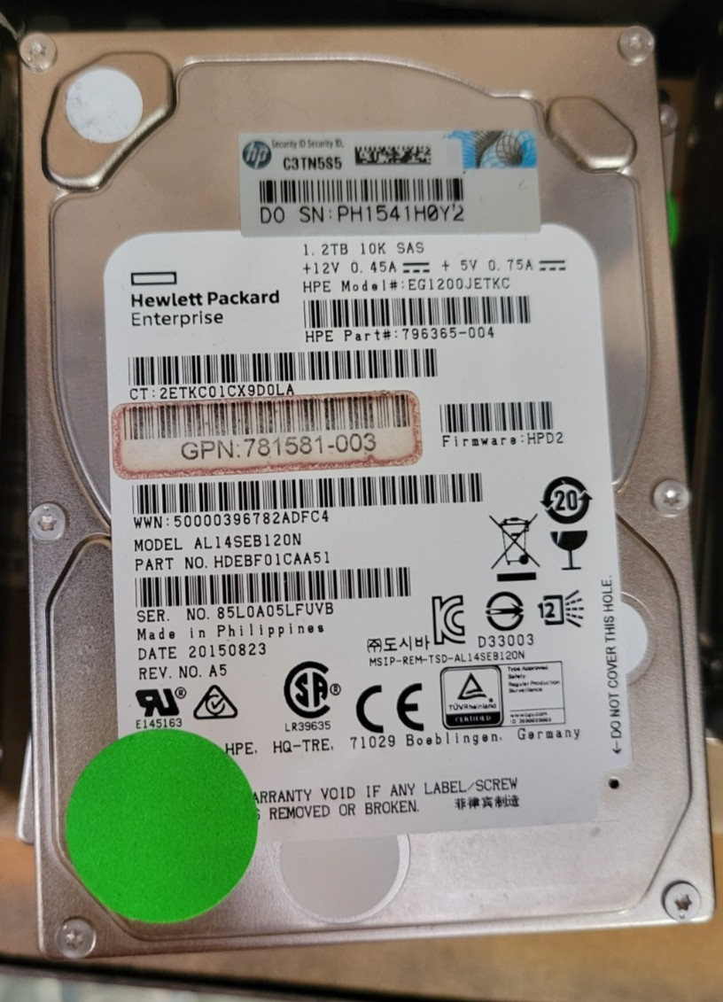 HP ENTERPRISE HPE 1.2TB SAS EG1200JETKC SERVER HARD DRIVE WIPED & TESTED