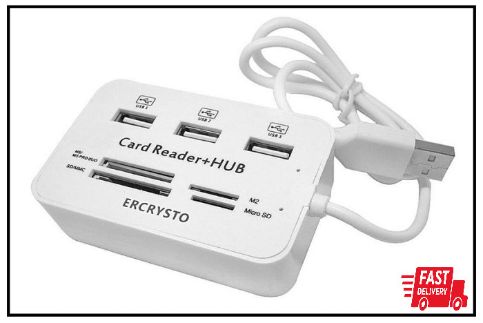 	Card Reader And 3 Ports Usb Hub High Speed External Memory Card Reader ms Mi...