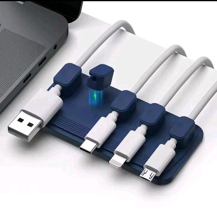 3 Pack Magnetic Cable Organizer Silicone Cable Clips Desk Car Wire Holder USB-C