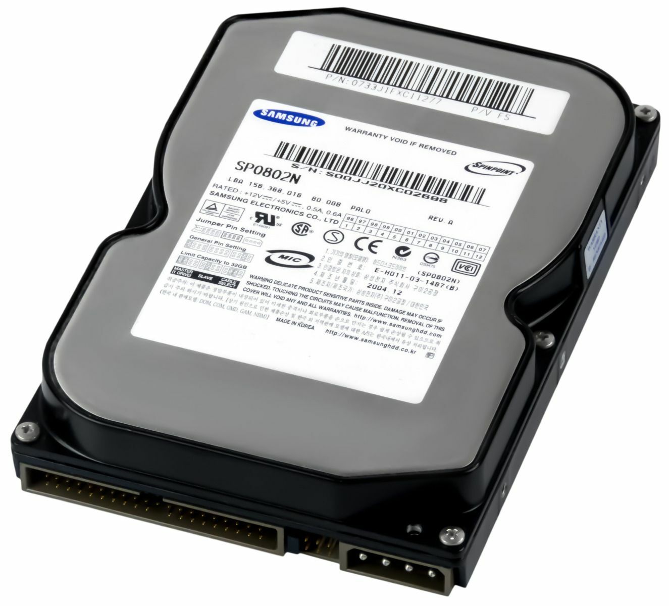 HARD DRIVE SAMSUNG SPINPOINT 80 SP0802N 80GB 7200RPM 2MB ATA 3.5''