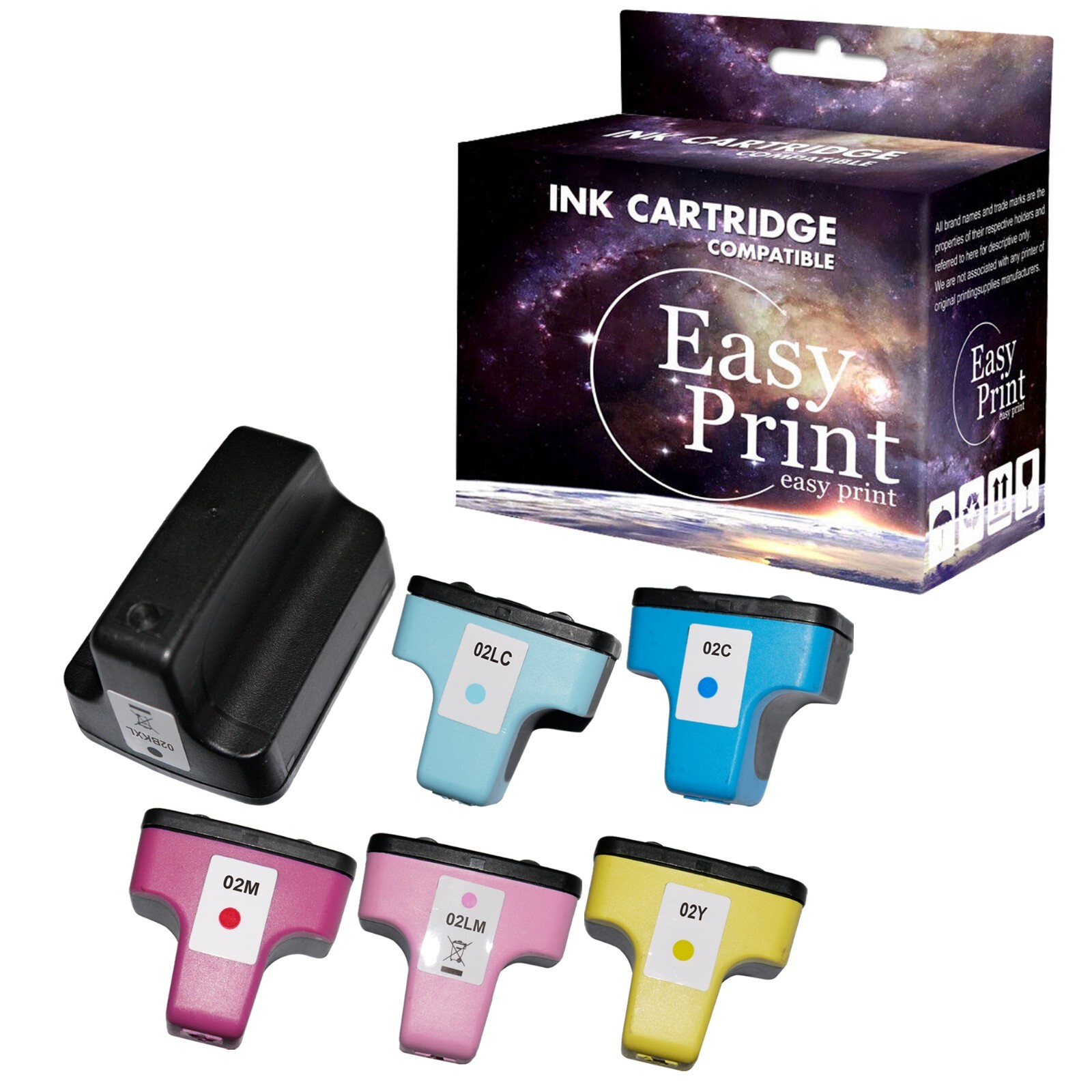 6PK replace for HP 02XL Ink Cartridge fit for PhotoSmart 3108 3110 8250 Printer