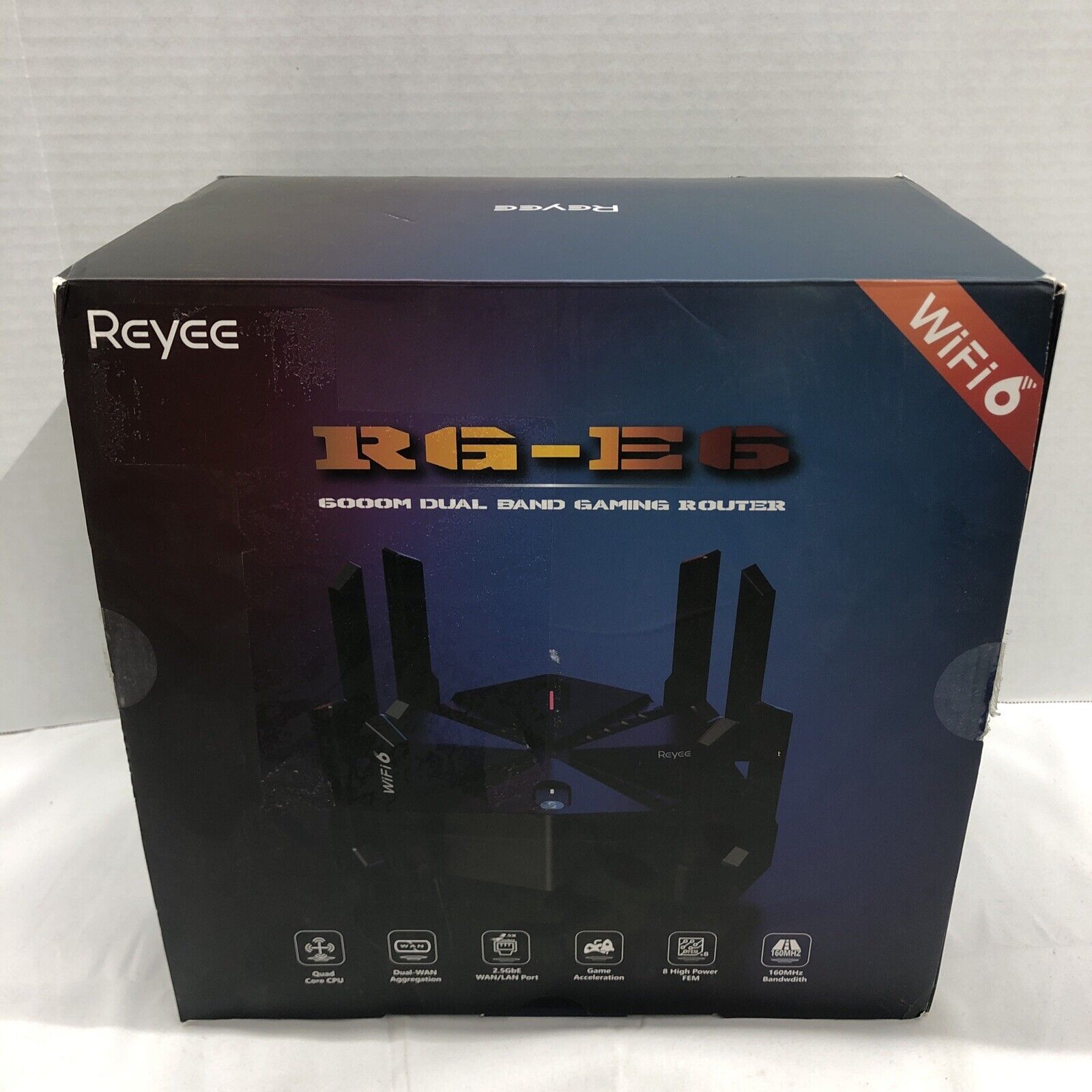 Reyee AX6000 RG-E6 WiFi 6 Router Wireless 8-Stream Gaming Router Black Used