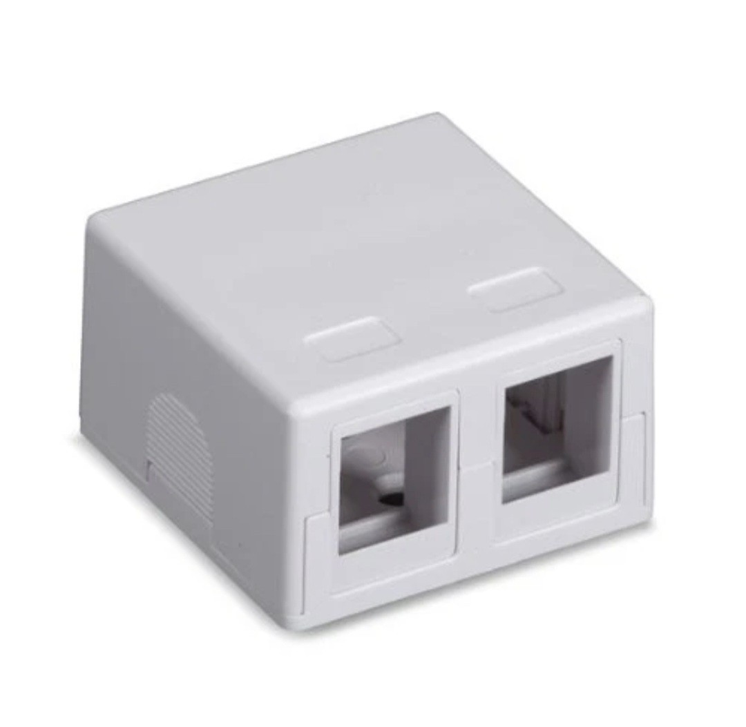 (5 PACK) - Black Box Keystone Value Line Surface 2-Port- White - Surface Mount