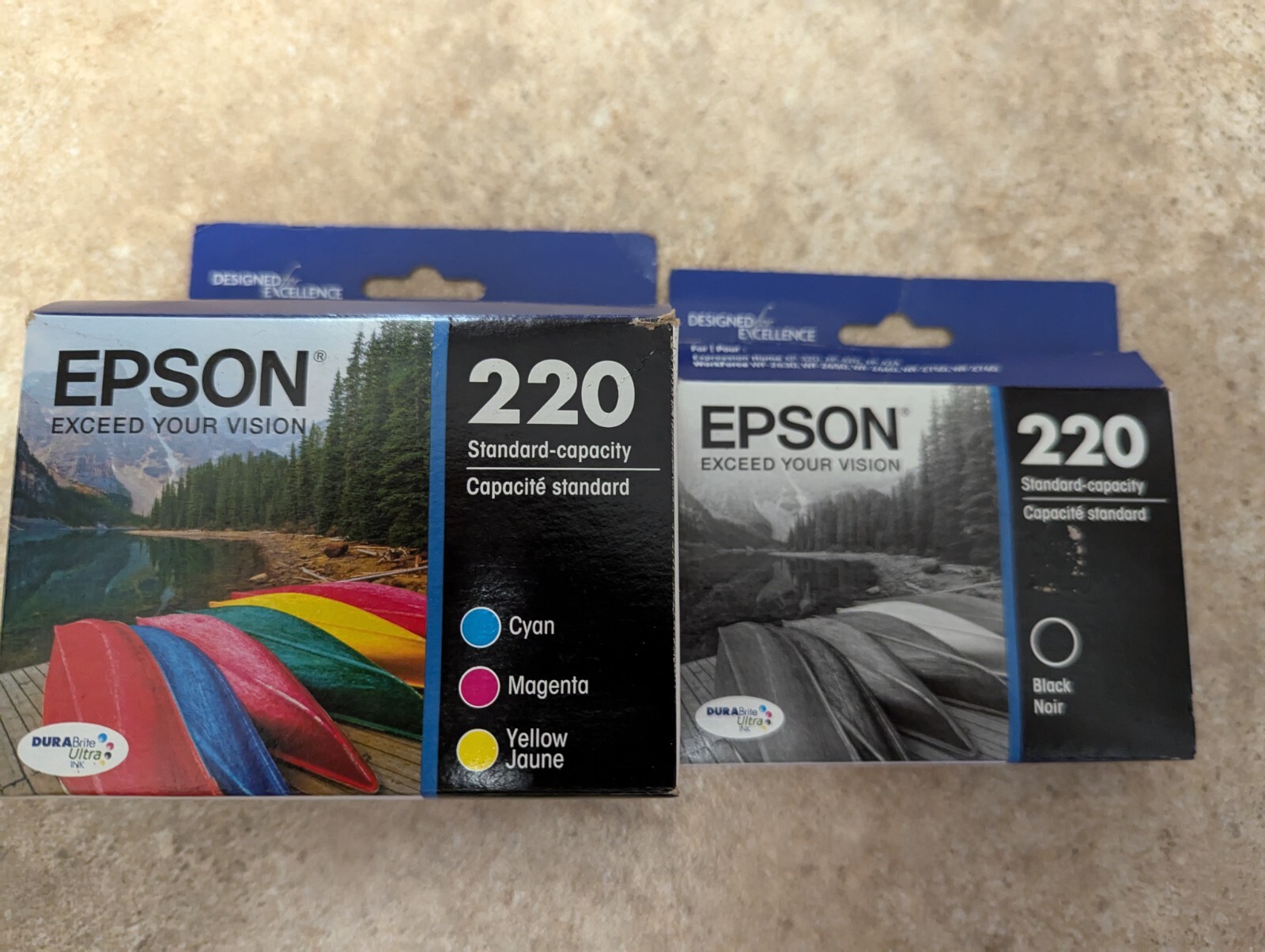 EPSON 220 Black Color Cyan Magenta Yellow Ink Cartridge  New Sealed Exp 2019