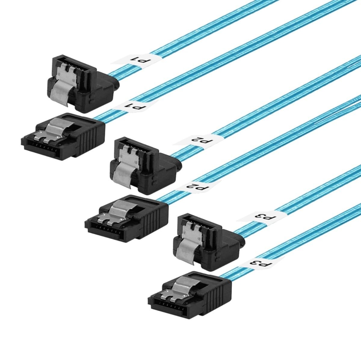 SATA-III Cable:12 Inches,3 Pack Thin 90-Degree SATA Right-Angle Cable 6-Gbps ...