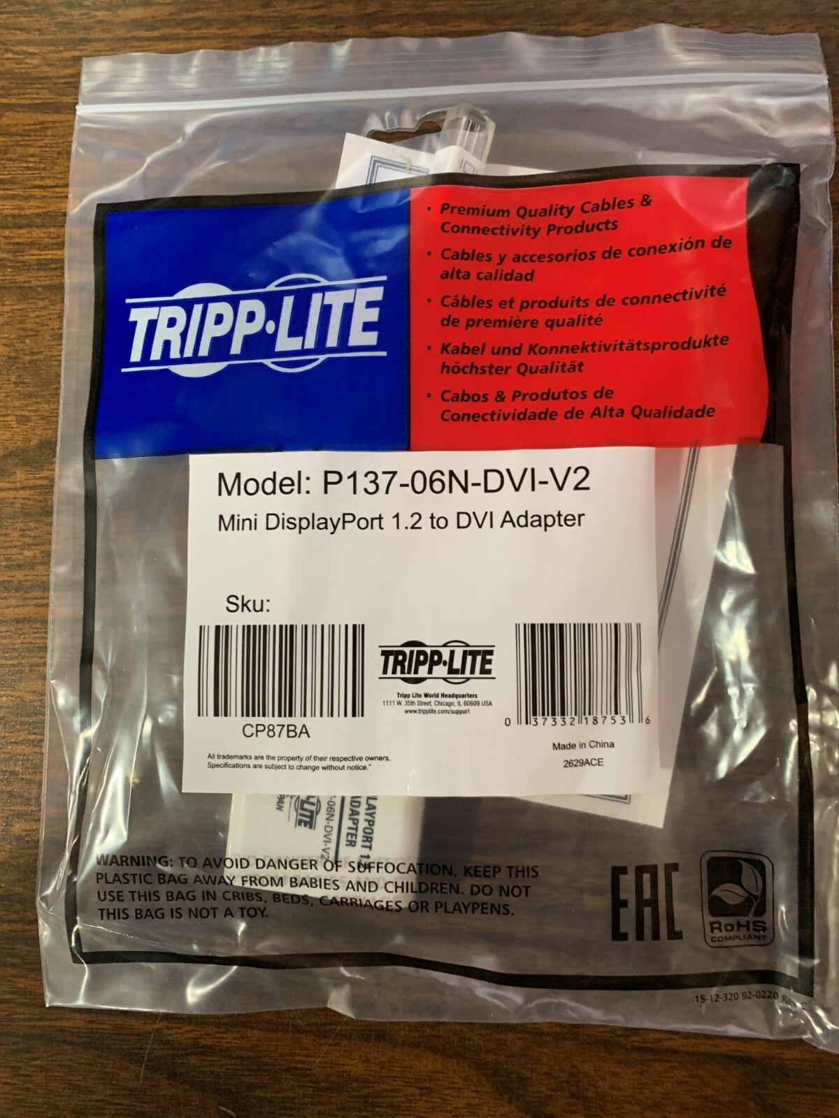 Tripp Lite P137-06N-DVI-V2 Keyspan Mini Displayport 1.2 to DVI Adapter 