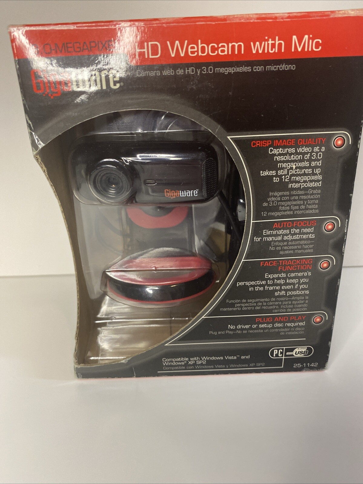 Gigaware 3.0MP USB HD Webcam with Mic Model 25-1142