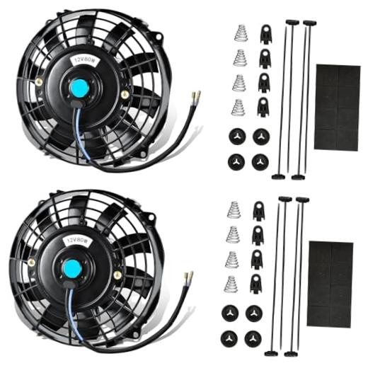 7 Inch Slim Radiator Fan - 12V 80W 800 CFM High Performance Cooling Fan 7 inch