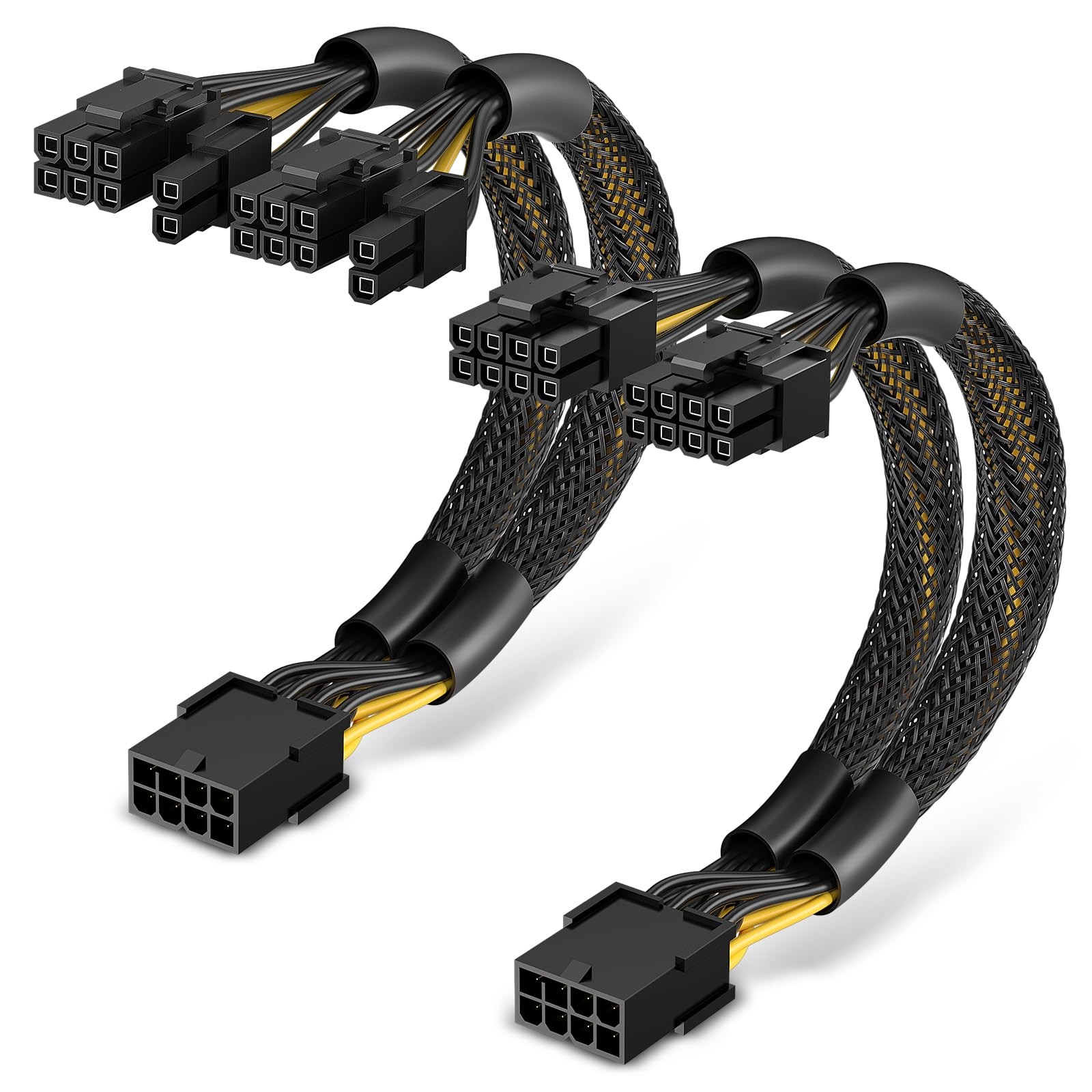 2-Pack PCIe 8 Pin to Dual 8 Pin (6+2) Power Adapter Cable, 9 Inches