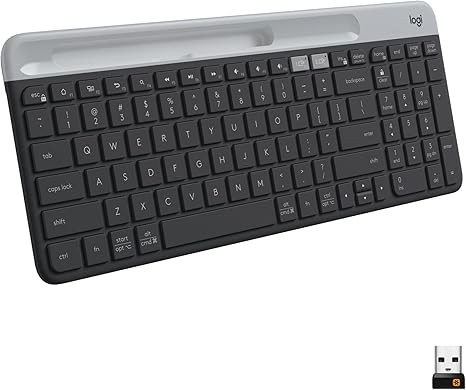 LOGITECH MULTI-DEVICE SLIM WIRELESS KEYBOARD, BLUETOOT/RECEIVER  - GRAPHITE