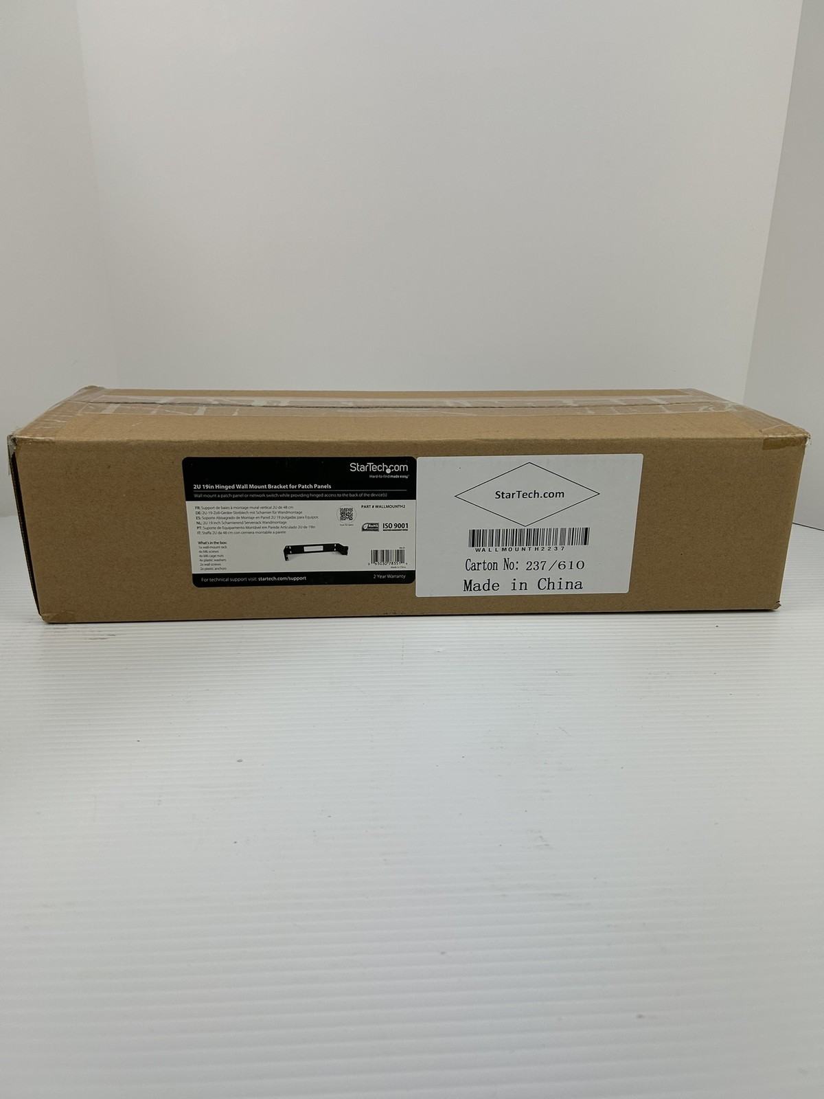 StarTech H2237 2U 19" Hinged Wall Mount Bracket for Patch Panels WALLMOUNTH2
