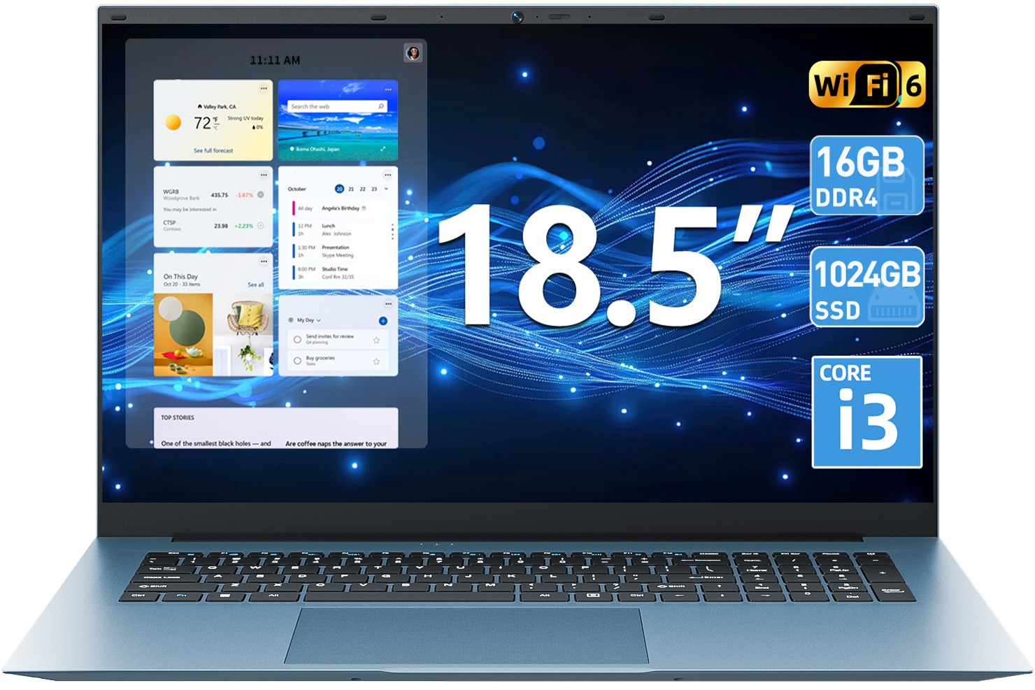 2026 SGIN 18.5" Laptop Win11 Intel i3-10100Y 16GB RAM 1TB SSD Wi-Fi 6 RJ45 USB-C