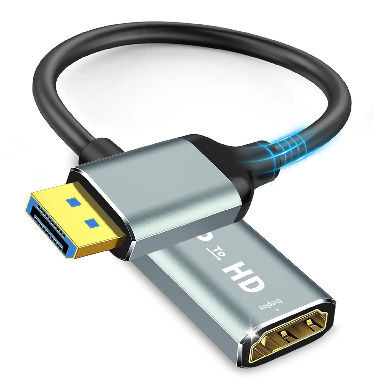 4K Display Port to HDMI Adapter, Uni-Directional Display Port Computer to HDM...