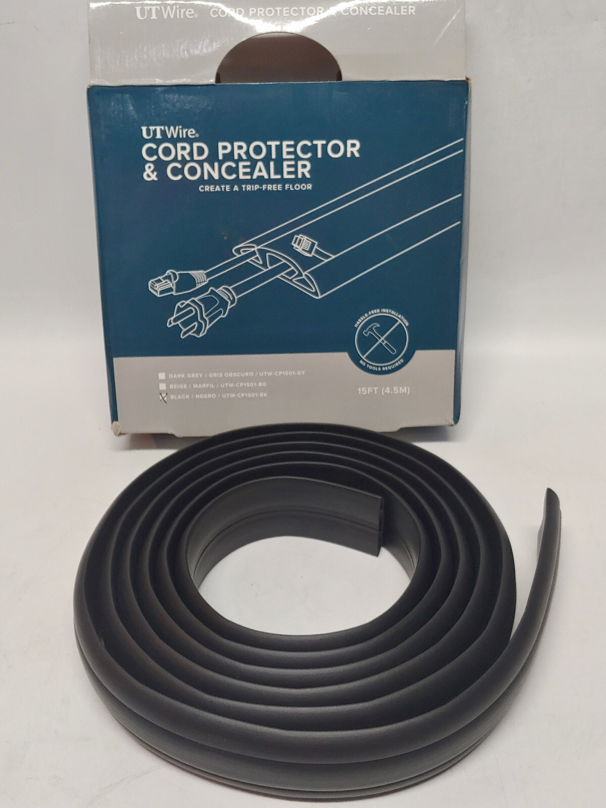 UT Wire 3-Channel Cord Protector & Concealer 15 FT